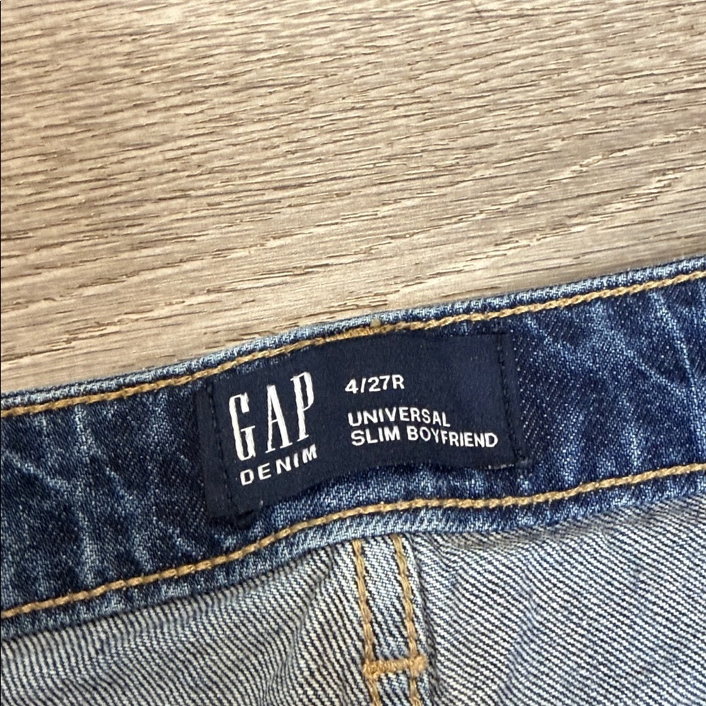 GAP Denim High Rise Universal Slim Boyfriend Ankle Jeans Blue Sz 4/27 - Picture 3 of 12